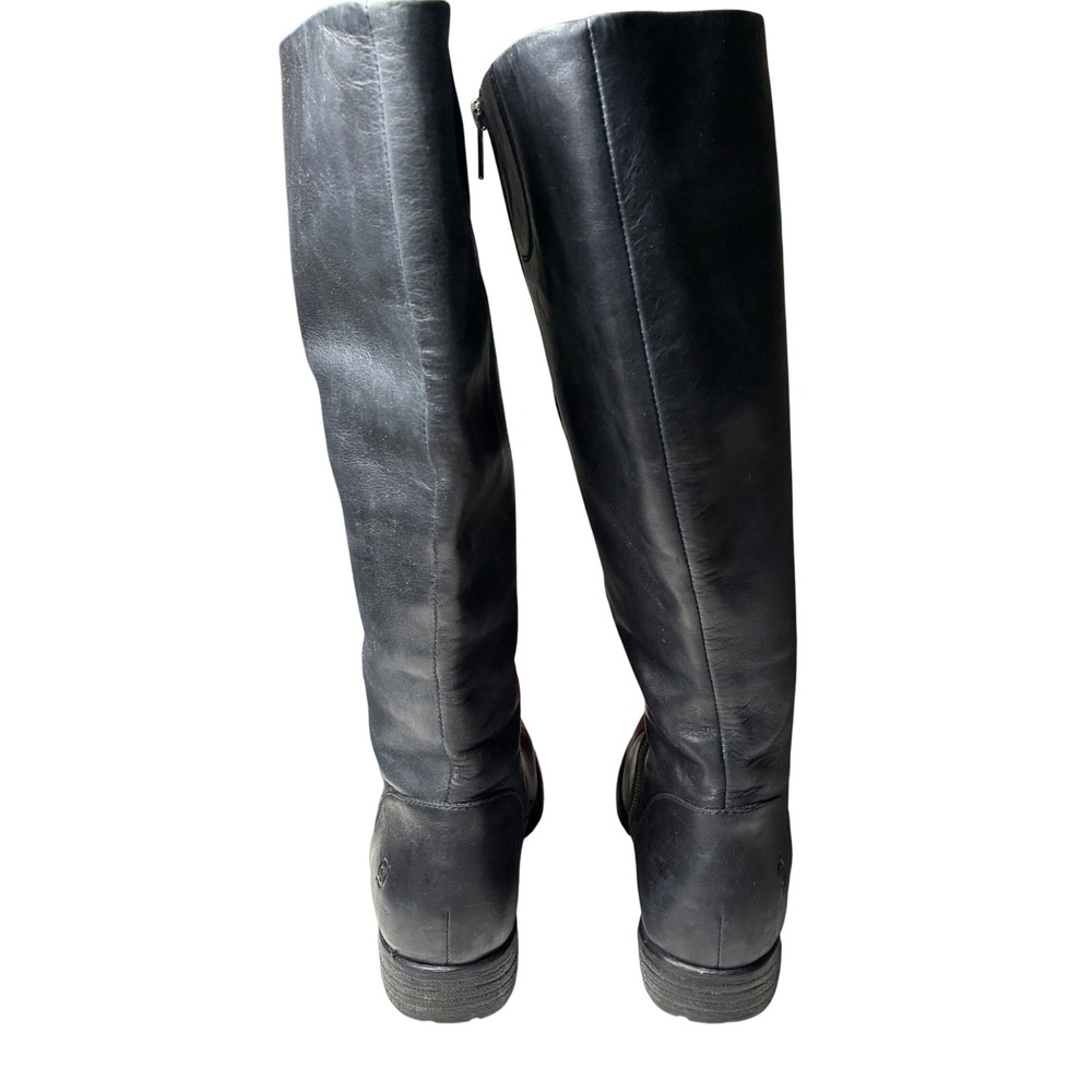 Born Black Leather Tall Riding Boots Wide Calf Side Zip Size 9 - Picture 3 of 11